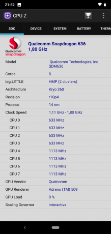 Apžvalga Nokia 6.1 plius: CPU-Z