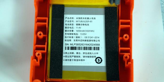 Xiaomi Mitu statybininkas Pasidaryk pats: baterija