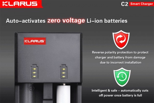 Išorės baterijos ant penlight baterijų: Klarus C2