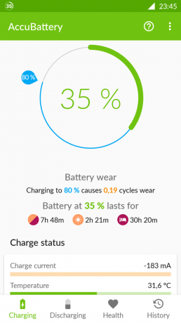 AccuBattery "Android": Įkrovimo
