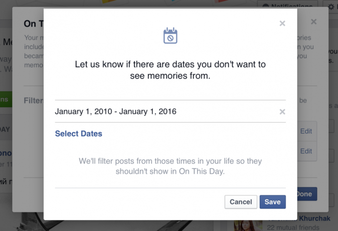 Kaip išjungti funkciją "Facebook" Šią dieną "