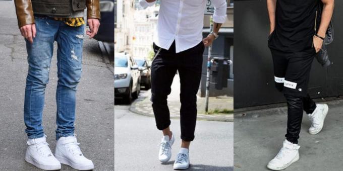 Madingi vyriški batai: balta sportbačiai