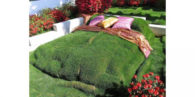 lova žolės
