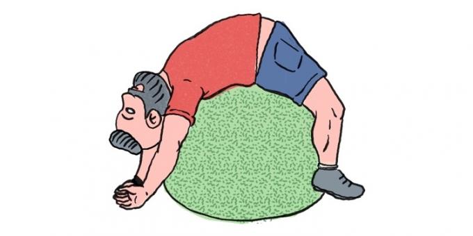 Kaip atsikratyti raumenų skausmas: pratimai su gimnastikos kamuolys