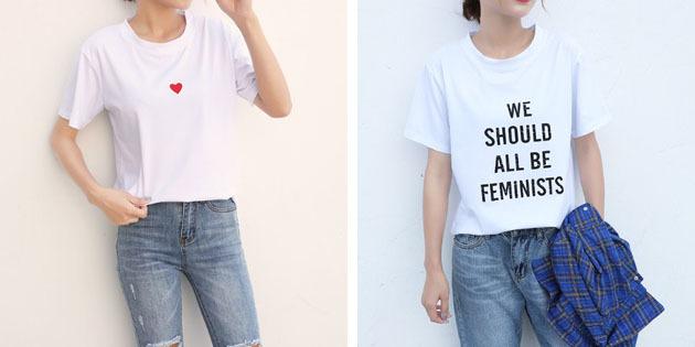 Moterų mados marškinėliai su AliExpress: marškinėliai su spauda