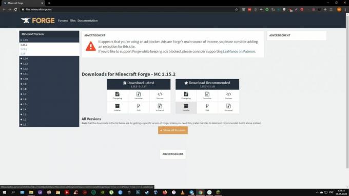 Kaip įdiegti modus „Minecraft“: atsisiųskite „Forge“