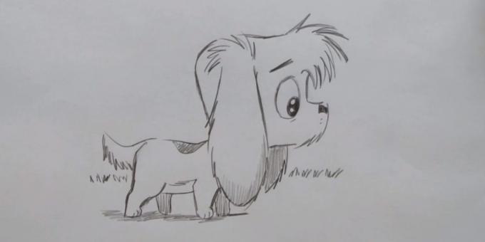 Kaip nupiešti šunį stovi cartoon stiliaus
