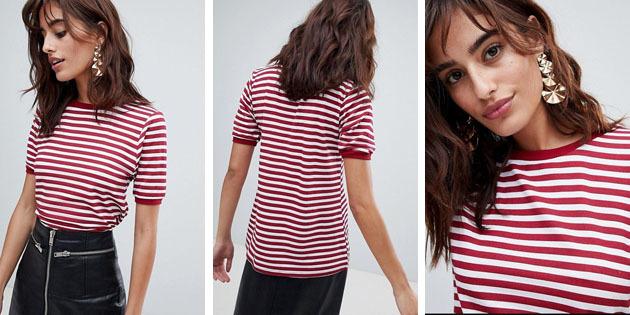 Moterų mados marškinėliai iš Europos parduotuvių: marškinėliai Boohoo raudona