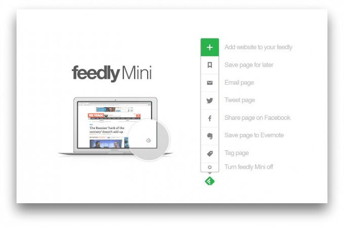 Feedly mini - "Chrome" pratęsimas patogu naudoti Feedly
