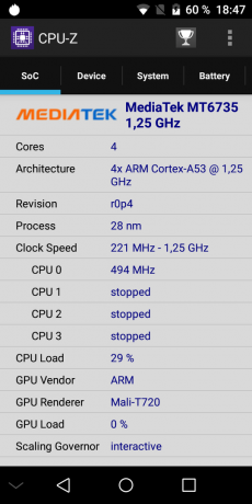 Bluboo D5 Pro ". CPU-Z "