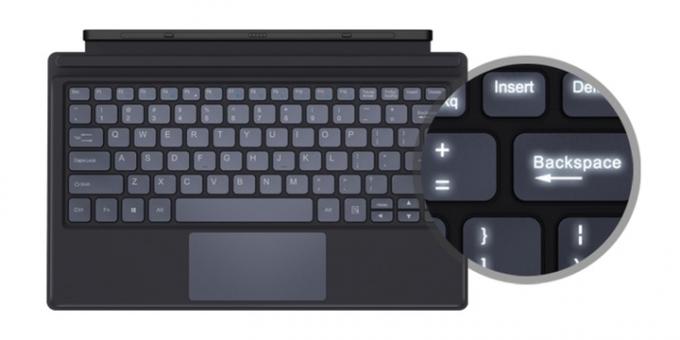 Tabletės Chuwi Ubook: klaviatūra su apšvietimu įtraukti