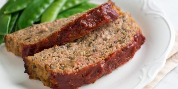 Ką virėjas maltą mėsą: Meat Loaf su grybais