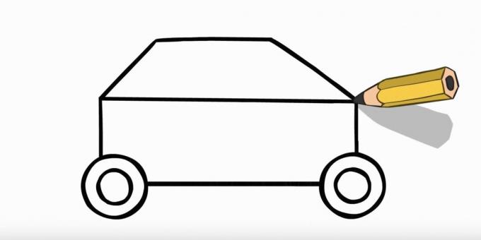 Kaip nupiešti policijos automobilį: nupieškite automobilio viršų