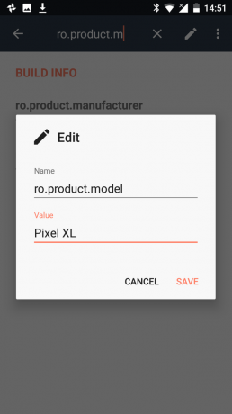 "Pixel" XL BuildProp redaktorius pikselių