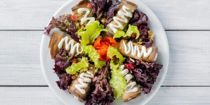 Baklažanų suktinukai su kiaušiniais ir sūriu