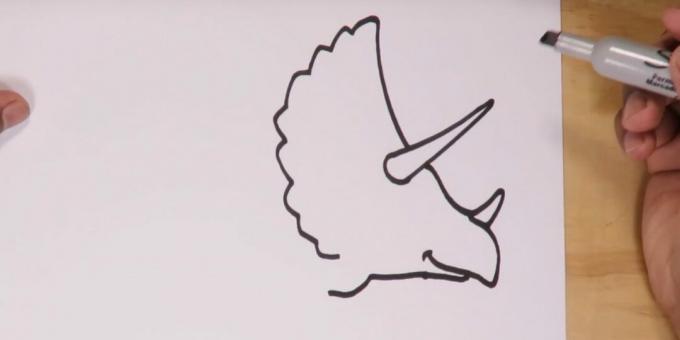 Kaip nupiešti „Triceratops“: nupieškite burną