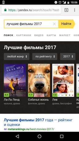 "Yandex" ": geriausi filmai metų