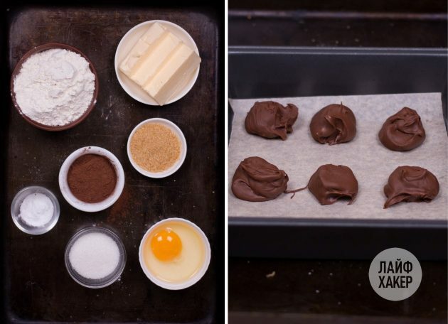 Paruoškite šokolado fondantinių sausainių ingredientus: 