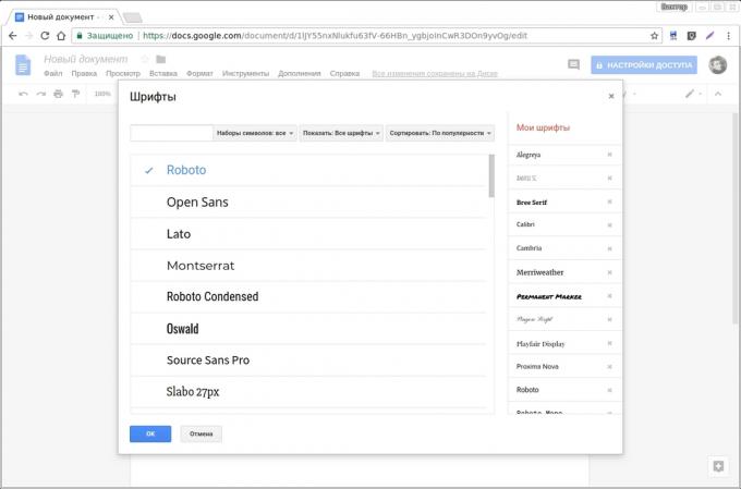 "Google Docs" Add-ons: Google Fonts