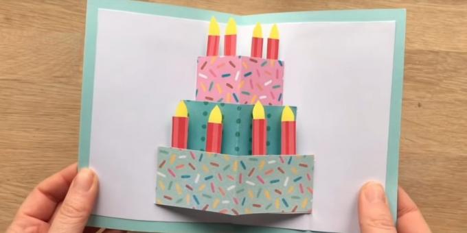 Kaip padaryti, kad atvirukas su gimtadienio tortas su savo rankas