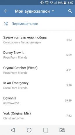 Kaip klausytis muzikos "Android" Vkontakte