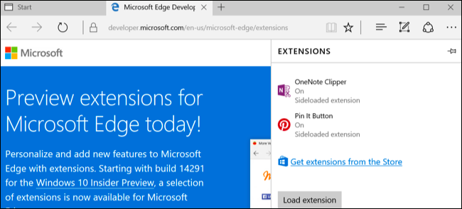 Microsoft Edge plėtiniai "Windows 10 metis Atnaujinti