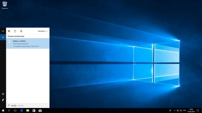 Paieška Windows 10. Apytikslė paieška