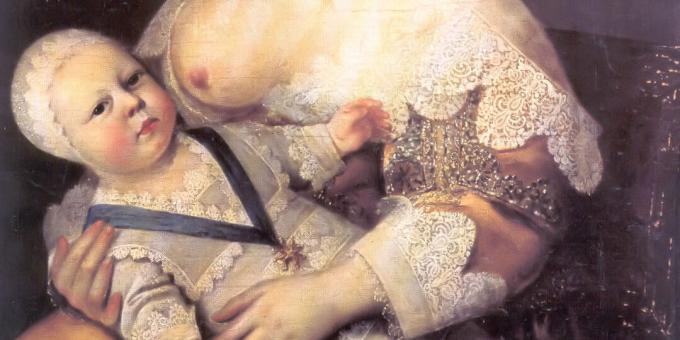Viduramžių vaikai: Liudvikas XIV ledi Longe de la Girodiere slaugytojos glėbyje