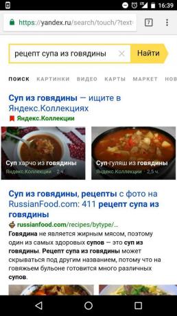 "Yandex" ": paieškos receptai ingredientų