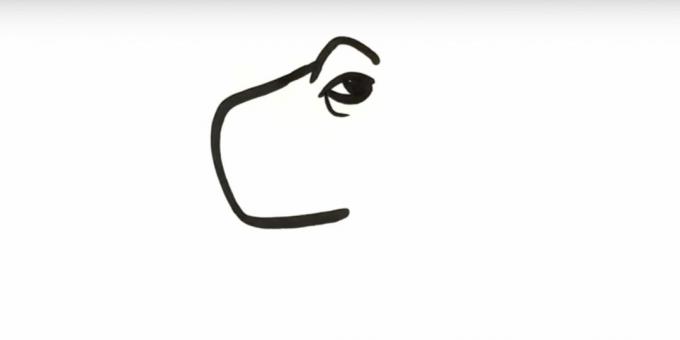 Kaip nupiešti dinozaurą: nupieškite antakį ir akį