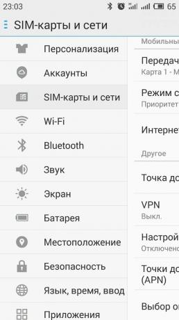 Kaip platinti interneto su "Android" išmanųjį telefoną: atidaryti «SIM-kortelės ir skyrių tinklo"