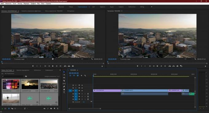 „Adobe Premiere Pro“: Vilkite visus kitus šaltinio failus į laiko juostos skydą