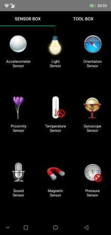 Apžvalga smartfon Ulefone X: SensorBox