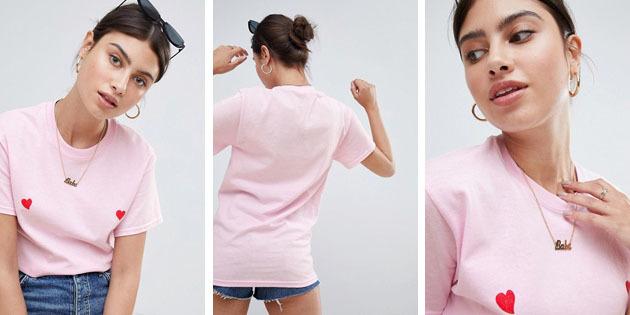 Moterų mados marškinėliai iš Europos parduotuvių: Missguided marškinėliai su apvalia iškirpte