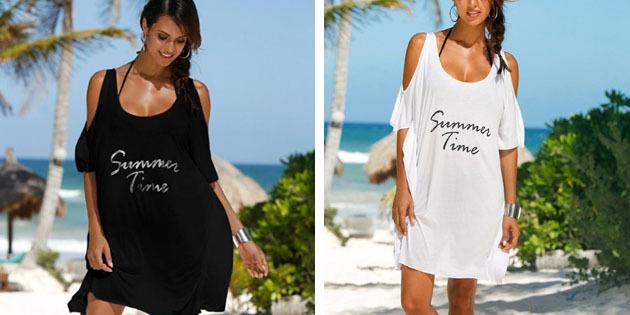 Paplūdimys suknelė: suknelė marškinėliai