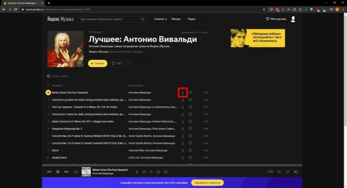 Atsisiųskite muzikos iš „Yandex“. Muzika “:„ Skyload “