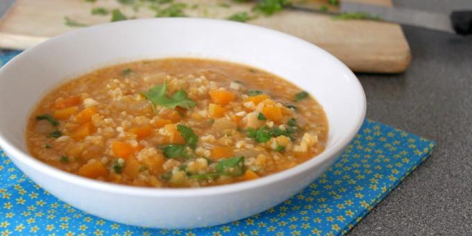 mityba metu mokymas: ryžių patiekalai, lęšių, Bulgur su daržovėmis