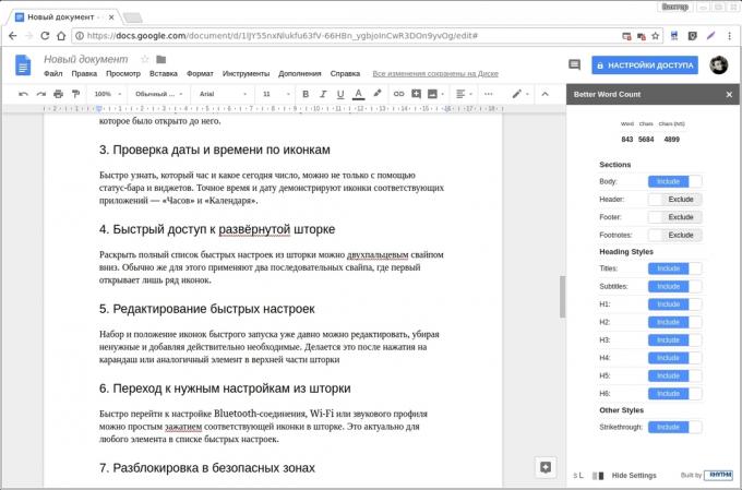 "Google Docs" Add-ons: Geriau Word Count