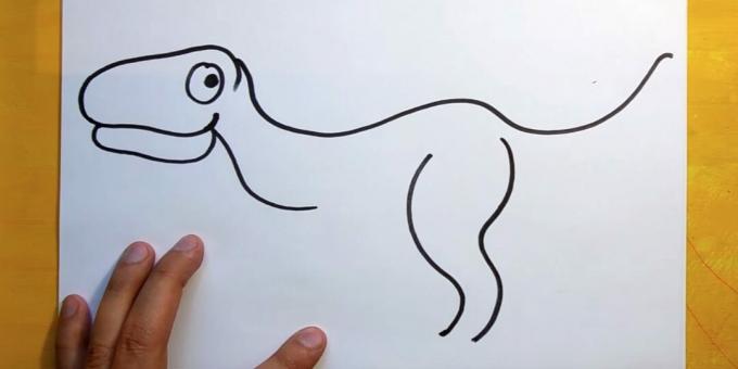 Kaip nupiešti dinozaurą: nupieškite letenos kontūrą