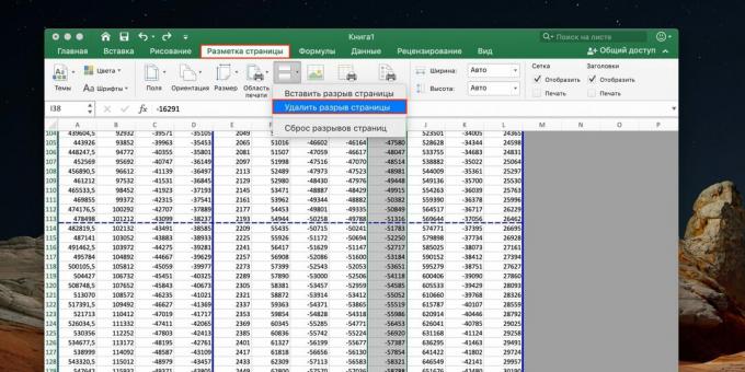 Kaip pašalinti puslapio pertrauką „Excel“