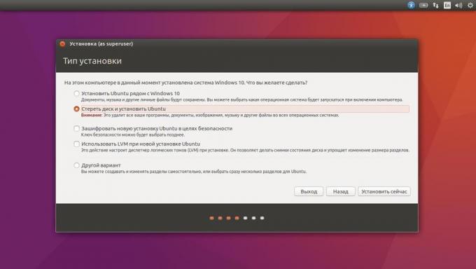 Įrengimas Ubuntu vietoj esamos sistemos automatiniu režimu,