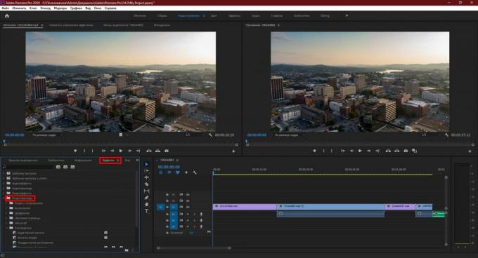 „Adobe Premiere Pro“: spustelėkite „Video Transitions“