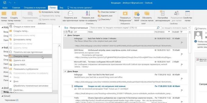 "Microsoft Outlook: valymas aplankai