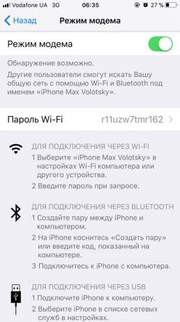 Kaip platinti interneto iš savo telefono į "iOS": įjungti "modemo režimą" jungikliu