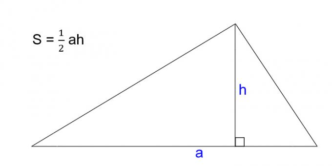 Kaip sužinoti trikampio plotą žinant šoną ir aukštį