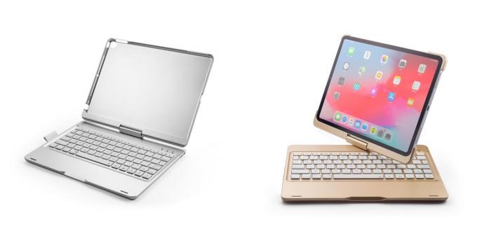 Belaidės klaviatūros: „iPad“ klaviatūra su pasukamu dangteliu 